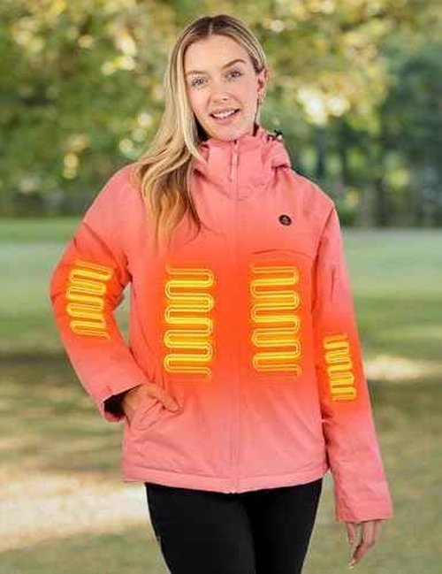 ANTARCTICA GEAR Heated Jacket, Ski Jacket Coat, With 12V/16000mAh Battery Pack, 5 Areas Heating Thicken Women Winter Coat