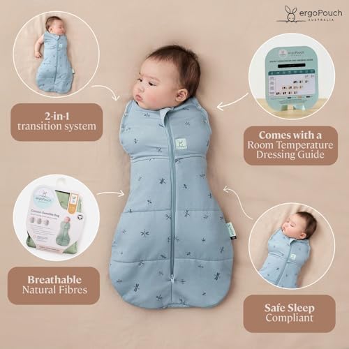 ergoPouch Cocoon Swaddle Sack 1.0 TOG - Baby Sleep Sack, Gentle Snug Fit Helps Calm Startle Reflex, Ideal for Arms In/Out ...