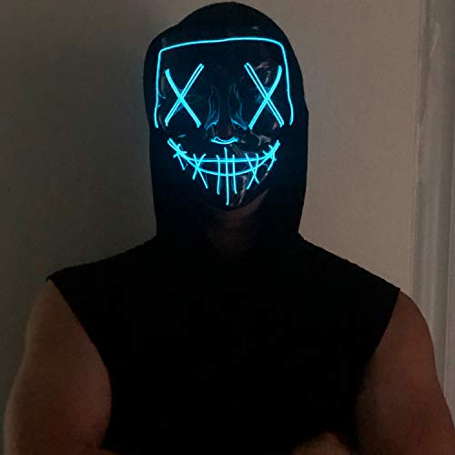 Poptrend Halloween Mask LED Light up Mask for Festival Cosplay Halloween Costume Masquerade Parties,Carnival,Gifts