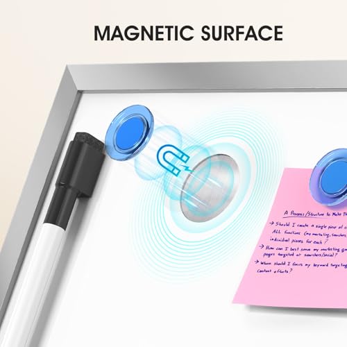MaxGear Dry Erase Magnetic White Board, 16" x 12" Double-Sided Dry Erase Board with Stand, Large Desktop Whiteboard for Ho...