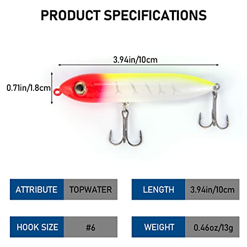 Alwonder Top Water Fishing Lures Kit for Saltwater and Freshwater, Bass Fishing Lures Treble Hooks Hard Baits, Walk-The-Do...