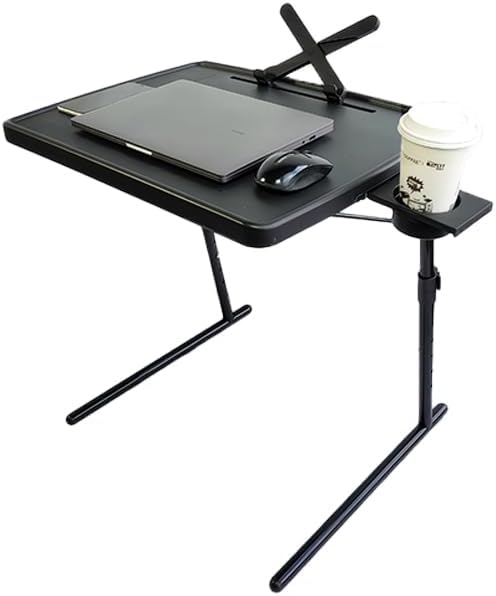 Boidheach TV Tray Stand is an Folding Table，Extra Large Table Top Adjustable TV Dining Table Tray，for Eating, Folding Laptop Table with Book Stand, Cup Holder & Tablet Slot for Bed & Sofa