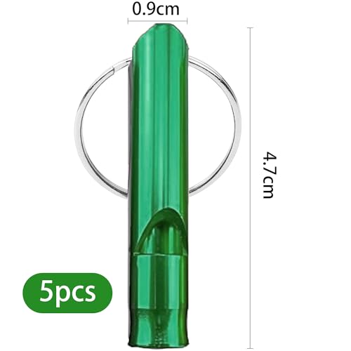 Set of 5 Extra Loud Whistles for Camping Hiking Hunting Outdoors Sports and Emergency Situations, Sturdy but Light Alumini...