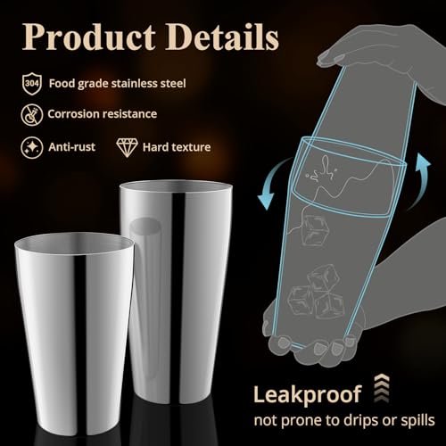 LyhoCink Mixology Bartender Kit, 2-Piece Stainless Steel Cocktail Shaker Set, Bar Set with 20oz & 26oz Mixed Drink Shaker,...