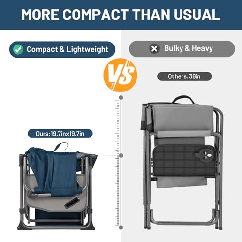 TIMBER RIDGE Aluminum Camping Directors Chair with Side Table Pocket, Portable Folding Heavy Duty Lawn Chair for Fishing T...