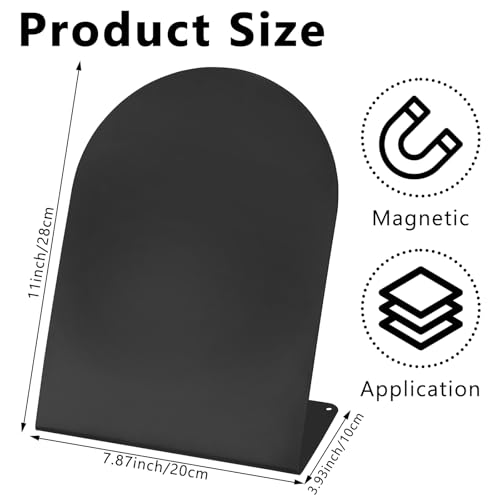 2 PCS Magnetic Bulletin Boards with Easel Stand, 11x8in Tabletop Metal Board with Anti-Tipping Bent Design and 4 Magnets, ...