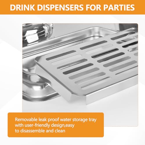 Carivia Drink Dispenser with Stand, 4.2 Gallon Beverage Dispenser for Parties, Stainless Steel Dual-Head Juice Dispenser w...