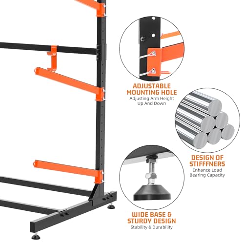 UOKRR Kayak Storage Rack, Freestanding Kayak Racks for Garage, Heavy Duty Adjustable Kayak Stand Indoor Outdoor Storage Ra...