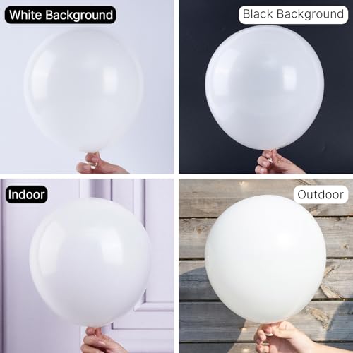 PartyWoo White Balloons 100 pcs 10 Inch Matte White Latex Helium Balloons for Wedding Bridal Graduation Engagement Baby Sh...