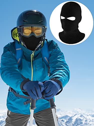 HESTYA 2 Holes Ski Masks Winter Balaclava Knitted Full Face Cover Mask Beanie Hat for Men Women Cold Weather Outdoor Sports