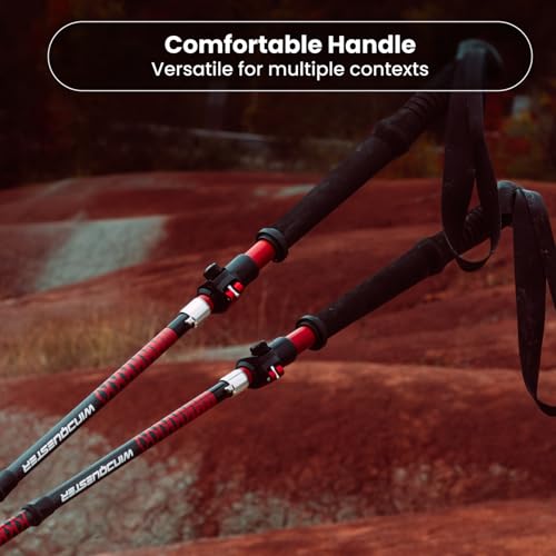 WindQuester Ultralight Carbon Fiber Trekking Poles – 198g Adjustable Folding Hiking Poles for Backpacking (110–130cm), Thr...