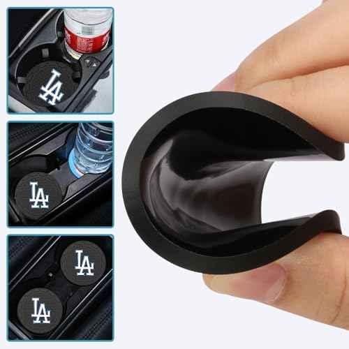 Silicone Dodgers Car Cup Holder Coasters,Baseball Fans Car Coasters for LA Dodgers Fans, Non-Slip Universal Fit Cup Holder Insert