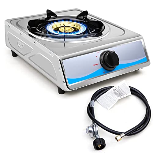 Propane Gas Cooktop，Single Burner Gas Stove Stainless Steel Portable Gas Stove，Auto Ignition Camping Single Burner LPGfor ...