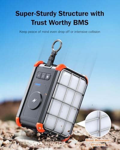 BROWEY Portable Power Station 153Wh Camping Small Solar Generator with Hand Crank 120V 150W AC Outlet Lithium Battery Powe...