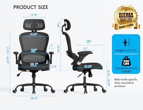 TRALT Office Chair - Ergonomic Office Chair with Back Support, Computer Chair - Home Office Desk Chair, 330 lbs Wide Seat ...