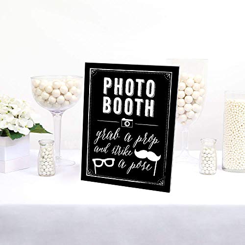 Big Dot of Happiness Photo Booth Sign with Stand – Festive & Durable Plastic Display – Indoor & Outdoor Party Decoration –...
