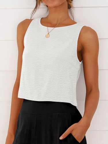 ANRABESS Women Crop Tank Tops High Neck Sleeveless Linen Shirts 2026 Summer Outfits Casual Blouse Beach Vacation Clothes