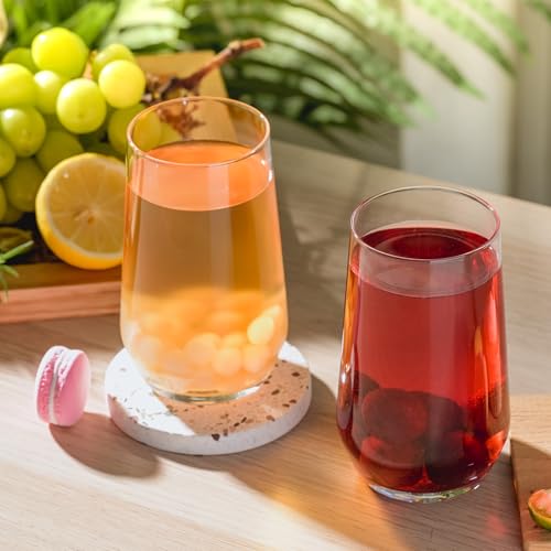 Wlasss Drinking Glasses Set of 6, 16.4 oz Crystal Water Glasses,Tall Glass Cups,Highball Glass for Cocktail,Juice,Mojito,I...