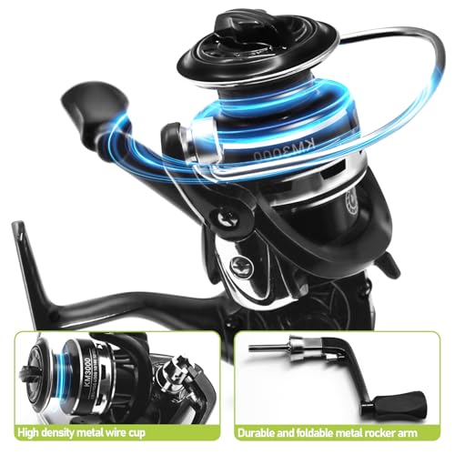 Fishing Pole and Reel Combo - 2PCS Carbon Fiber Telescopic Rods Spinning Reels Saltwater/Freshwater Kit with Lures, Line a...
