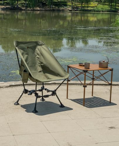 iClimb Two-Heights Light Compact Comfortable Camping Folding Beach Chair with Anti-Sinking Large Feet and Carry Bag