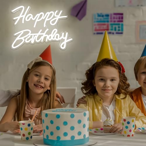 Ajoyferris Happy Birthday Neon Sign Dimmable Light Neon Happy Birthday Sign Happy Birthday Led Sign Happy Birthday Light U...