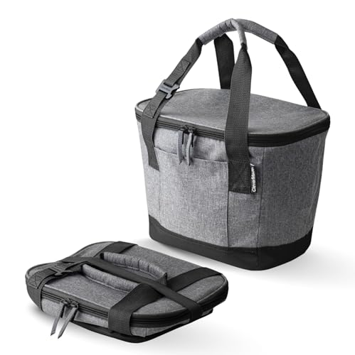 CleverMade Leakproof Collapsible Insulated Cooler Bag, Portable Foldable Soft Side Tote Holds 18/30/50 Cans, Lunch & Cold ...
