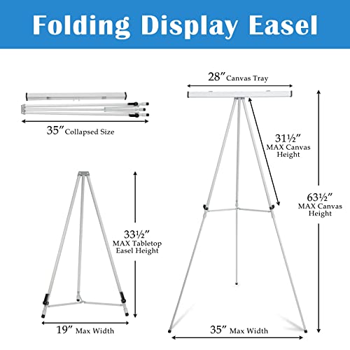 Falling in Art Aluminum Flip Chart Display Easel Stand with Adjustable Floor for Boardroom, Whiteboard, Paper Pads, Signag...