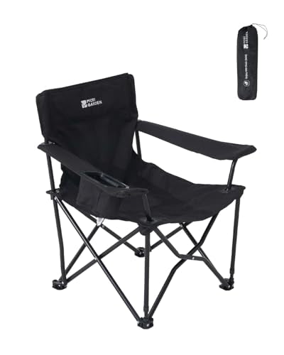 MOBI GARDEN Portable Camping Chair for Adults, Cushion Seat & Back Quad Chair with 2 Cup Holder and Mesh Back Pocket, Carr...