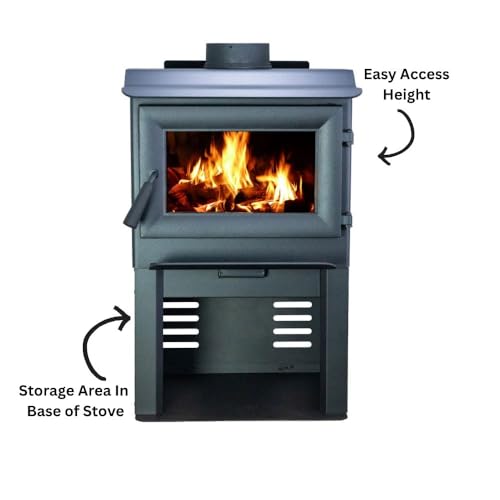 Comfort GlowLancaster I Wood Burning Stove, Heats Up To 1,200 Sq Ft, 18" Logs, Plate Steel & Cast Iron, Large Glass Windo...