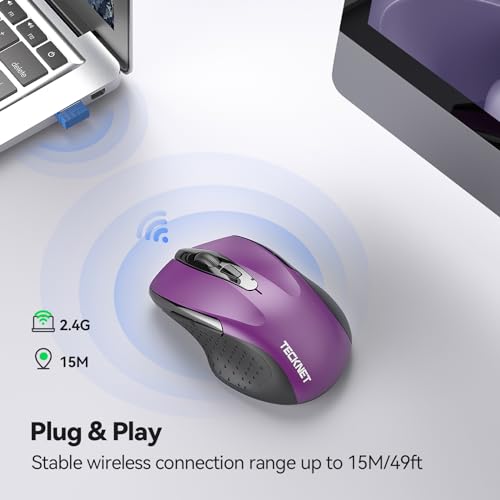 TECKNET Wireless Mouse, 2.4G Ergonomic Optical Mouse, Computer Mouse for Laptop, PC, Computer, Chromebook, Notebook, 6 But...