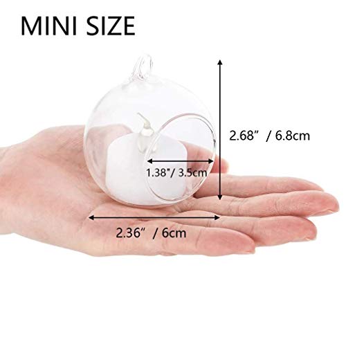 Sziqiqi Hanging Glass Globes Orbs Tea Light Candle Holders with Flameless LED Tealight for Wedding Ornaments, Wedding Birt...