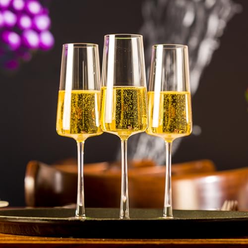 Stölzle Lausitz Champagne Glasses Power 4-Piece Set 8 oz – Elegant Flutes Ideal for Prosecco & Sparkling Wine – Crystal Ch...