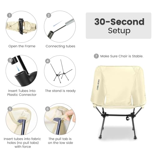 CAMEL CROWN Portable Camping Chair Folding Compact Lawn Lightweight Backpacking Chair with Carry Bag for Outdoor Hiking Be...