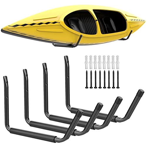 WALMANN Lightweight Kayak Storage Rack, Wall Mount Kayak Hooks for Garage Utility Storage Hangers for Canoe, Surfboard, Sk...