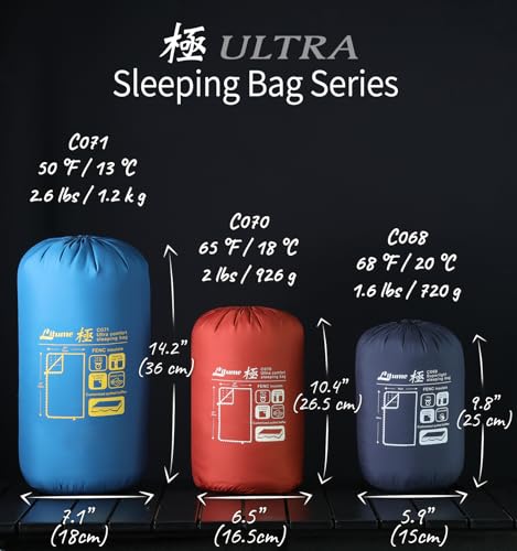 Litume Compact Sleeping Bag 68°F-50°F 1.6lbs, Combinable Lightweight Portable Packable sleep sacks for Adults for Backpack...