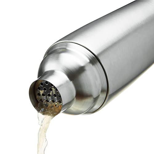 True Vacuum Insulated Cocktail Shaker for Cold Brew Cocktails, Stainless Steel Martini Shaker with Strainer, Home Bar Tool...