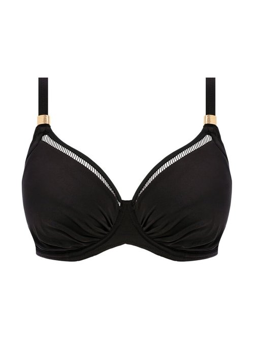 Fantasie Swim Women's East Hampton Underwire Gathered Full Cup Bikini Top, Black, 32F