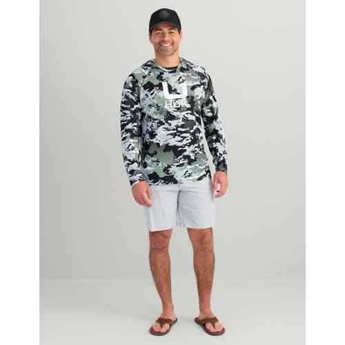 HUK Men's Kc Scott Patterned Pursuit Hoodie, Hooded Fishing Shirt