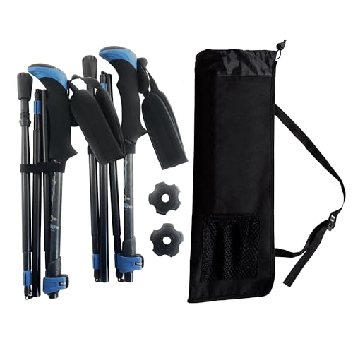 York Nordic Ultralight Folding Walking Poles - Travel Ready - with Rubber Feet, Baskets, and Bag