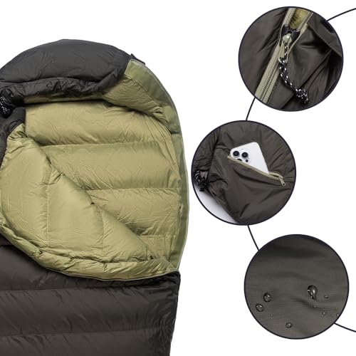 스폰서 광고 - SANSEGAL 초경량 미라 다운 침낭 650 필 파워 덕 다운 수트 10.6°C(32°F) 캠핑 하이킹 배낭여행용