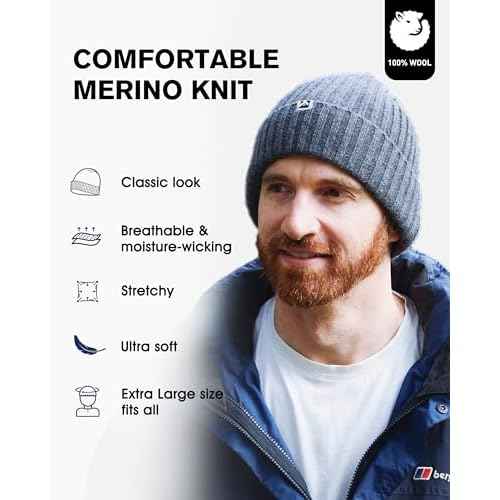 TOP-EX PolarWool¢â L/XL/XXL 100% Merino Wool Beanie Fleece Lined Hat Watch Cap for Cold Weather Winter Warm