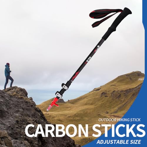 Carbon Fiber Trekking Poles, Ultra Lightweight Collapsible Hiking Poles with Quick Adjustable Flip Lock & EVA Non-Slip Handle