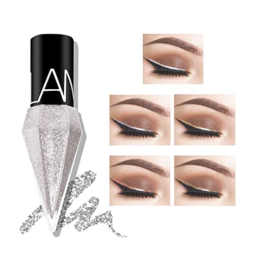 Go Ho Glitter Liquid Eyeliner Colorful Set,5 Colors Metallic Shimmer White Silver Gold Diamond Eye Liner,Glitter Eyeliner ...