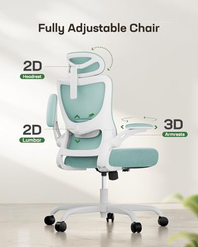 Marsail Ergonomic Office Chair: Office Desk Chair with High Back Mesh and Adjustable Lumbar Support Rolling Work Swivel Ta...