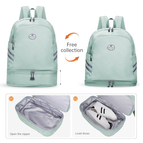 HUA ANGEL Waterproof Carry on Backpack for Men & Women Lightweight Laptop Travel Backpack with Shoe Compartment for Sports