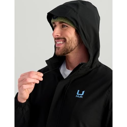 HUK mens Storm Heavy Duty Rain Jacket 2.0, Waterproof, Windproof, Breathable Rain Coat for Fishing and Outdoor Activities
