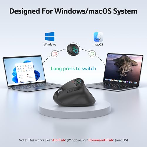 acer Ergonomic Mouse Wireless with Side Scroll Wheel, Bluetooth Mouse for Laptop(BT5.2+2.4GHz), Office Vertical Computer M...