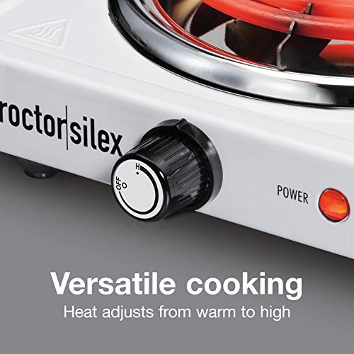 Proctor Silex Portable Electric Stove, Stainless Steel Single Burner Cooktop, Compact, Adjustable Temperature Hot Plate, 1...