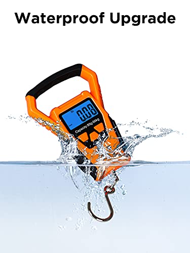 HEETA Waterproof Fish Scale Digital with Backlit LCD Display, 110lb/50kg Portable Hanging Scale Fishing Scale for Home and...