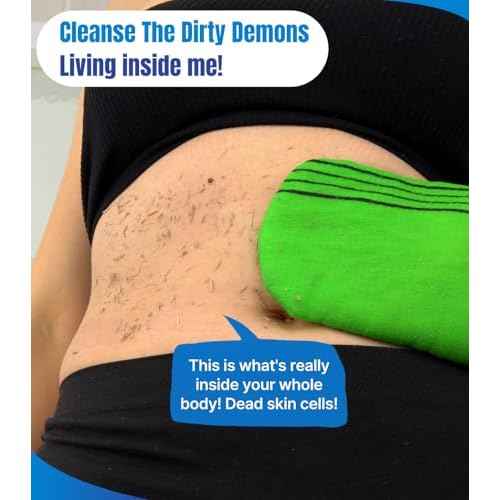 Exfoliating Glove Korean Skin Care Body wash loofah face Lip Body Scrub Dry Brushing Body Brush Foot Back Scrubber scrubbing Bathing Sponge Black Head Remover Gloves (Green)